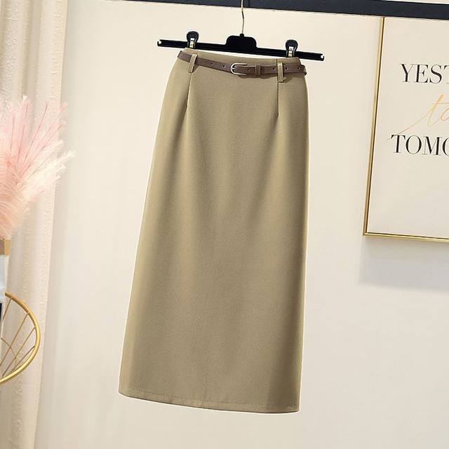 Fashion simple suit skirt women 2023 spring and summer new high waist straight A-line skirt bag hip mid-length skirt