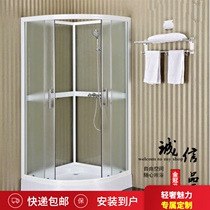 (Golden Crown Bathroom) Four-sided glass ribbon chassis simple overall shower room curved dry and wet zone bath room