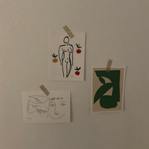 ) Henri) Matisse retro abstract body hand-drawn pattern small card set 3