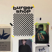 Cool design sense poster Korean style black and white black and white plaid decorative poster photo props