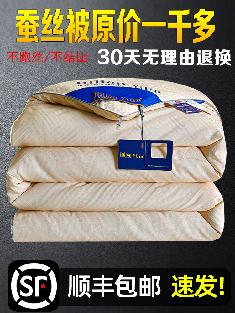 Authentic Silk Quilt 95% Mulberry Silk Spring and Autumn Quilt Air-Conditioning Quilt All-Cotton Double Student Quilt Thickened Winter Quilt