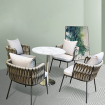 户外休闲桌椅室外阳台庭院花园桌椅酒店餐桌椅布带编织桌椅