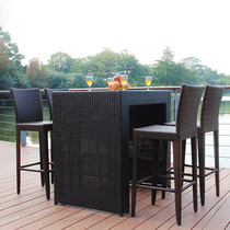Building a dream house rattan chair outdoor leisure bar high foot bar chair creative courtyard villa furniture rattan bar chair