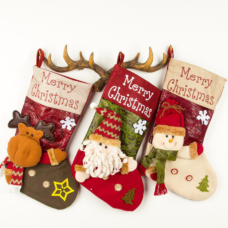 Christmas Sox big gift bag Christmas old man snowman Christmas send gift wrapping candy bag Christmas tree hanging decorations