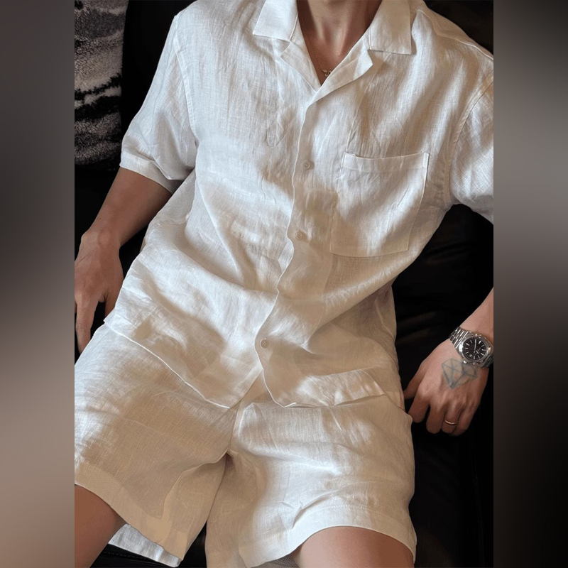 Light Luxury Old Money Style Men's Suit 2026 Summer Mature Style High-End Outfit Shirt and Shorts Set Stylish Summer Wear