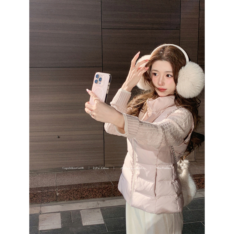Csk Cupid "Little Ballet down Jacket" New 90% White Duck down Jacket and Knitted Cable Sweater Two-Piece Set
