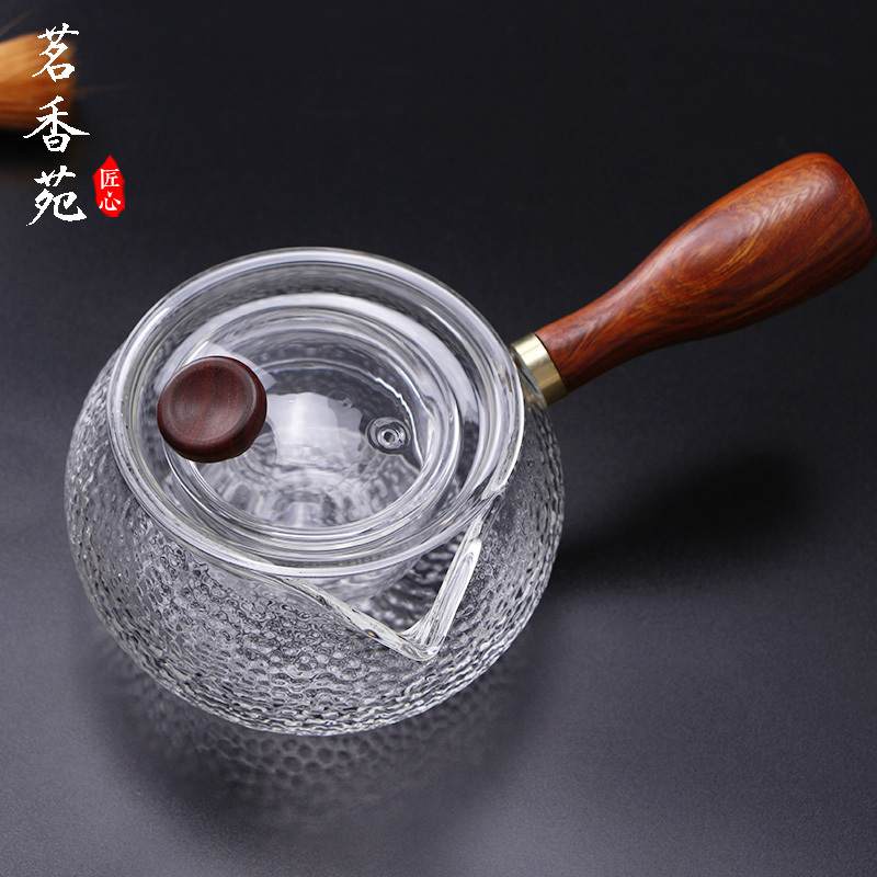 Day-style teapot hammer tattooer glass side to thicken the boiling teapot thickened heat-resistant red flower teapot deity tea maker utilitan tea tool