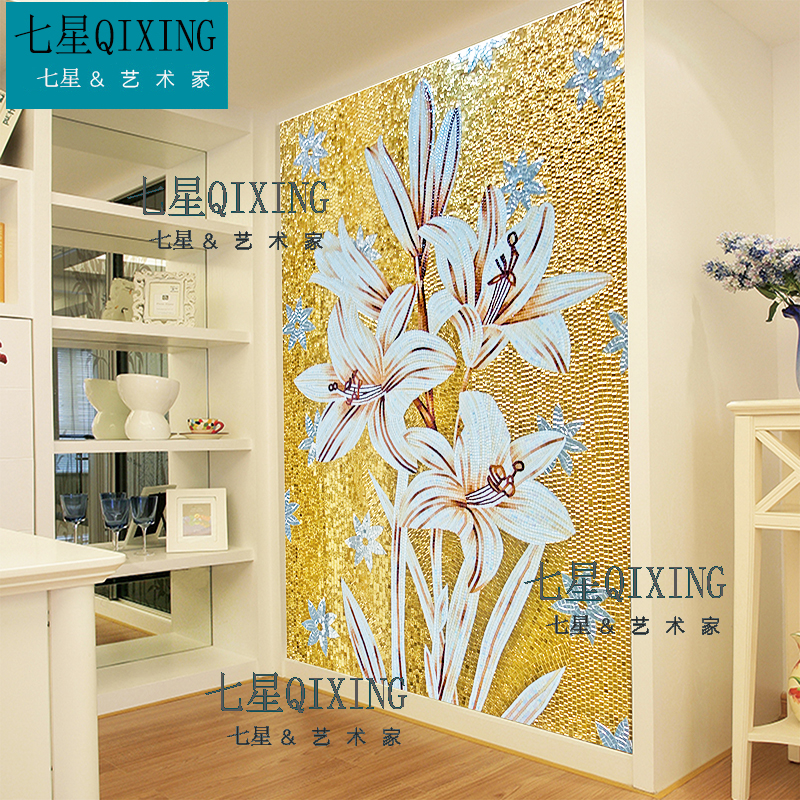 Lily mosaic parquet puzzle European style hand-cut living room porch aisle TV background wall tiles
