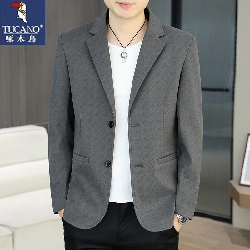 Woodpecker Autumn Suit Jacket Slim Fit Business Men's Casual Light Luxury Korean Style Top for Young and Middle-Aged Men Single Suit Jacket