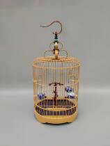 New stone bird cage River bird cage Stone bird cage Small black and white bird cage Sichuan cage handmade full set