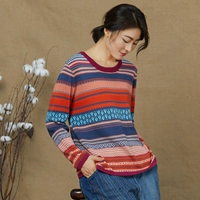 2020 mùa thu phong cách mới retro lười gió màu áo len sọc nữ lỏng lẻo tay áo dài áo len đáy áo len - Đan Cardigan