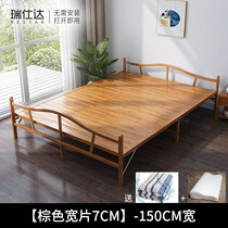 Folding bed 2 meters long 1m durable 0 8 meters bamboo bed rental room board bed Small apartment dual-use single household strong