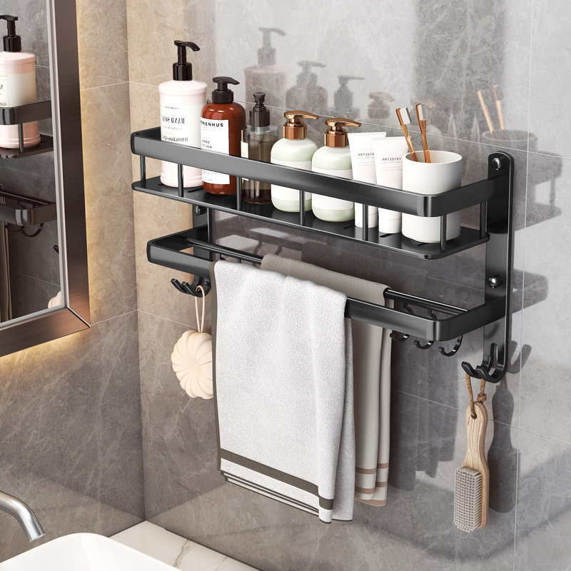 Bathroom shelf free punch toilet towel rack Toilet shower wash stand wall hanging wall multi-storey storage rack