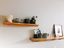 TV wall shelf Wall shelf wall bookshelf living room bedroom solid wood partition background wall decorative frame wooden board customization