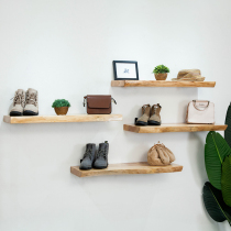 Wall shelf wall hanging bookshelf living room bedroom solid wood partition background wall decorative frame original wooden board customization