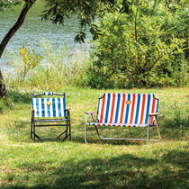 Player equipped Snowline Snow Line Retro Striped Double Camping Kermit Beach Backrest Folding Chair