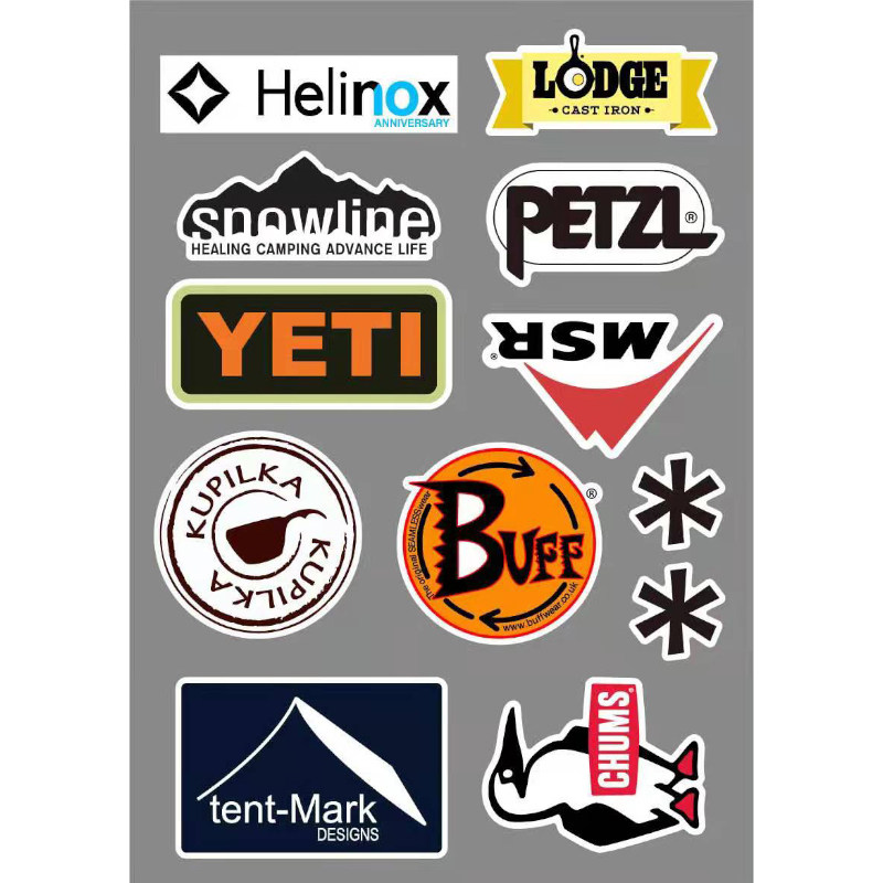Players equip the camping outdoor sticker Snowline Yeti Msr Helinox Chums Tentmark