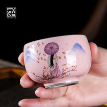 Empty cloud Jingdezhen pure hand-painted beauty single cup high-end Kung Fu tea set Ceramic Teacup tea cup Chinese master cup