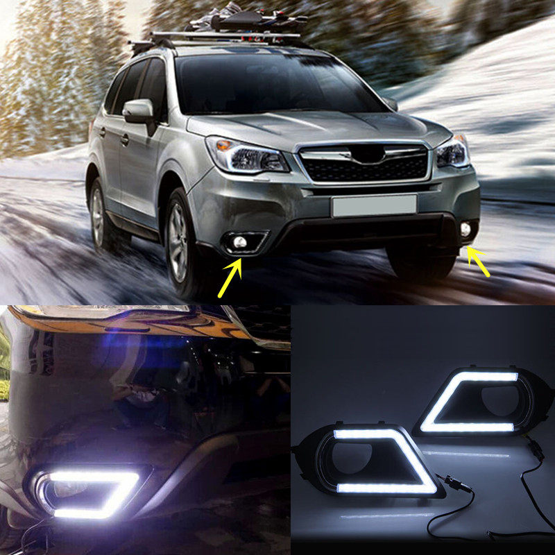 2x LED Daytime Running Light U Style DRL Fog Lamps For Subaru Forester