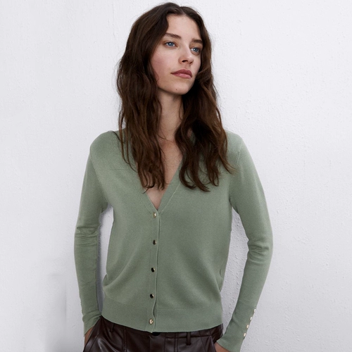 Zara, осенний трикотажный кардиган, базовый приятный телу свитер, косплей