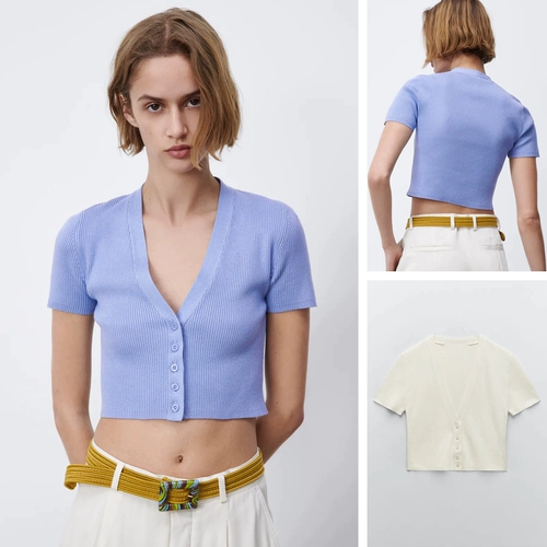 UR Zara Cos Summer New Basic V-образной коротки