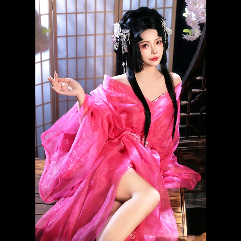 Pink Daji Warring States Robe Hanfu for Women, Mid-Waist, Stunningly Beautiful, Ethereal and Elegant, Chinese Style, Ancient Style, Traditional Costume, 2026 New Model Pink Daji Warring States Robe Hanfu for Women, Mid-Waist, Stunningly Beautiful, Ethereal and Elegant, Chinese Style, Ancient Style, Traditional Costume, 2026 New Model
