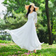 드레스 페어리 윈드 2022 새로운 여름 기질 걸레질 스커트 라지 스윙 스커트 비치 스커트 화이트 쉬폰 맥시 스커트