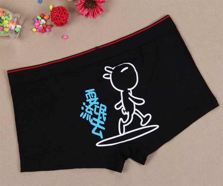 Modal Đồ lót nam Dễ thương Phim hoạt hình Cotton Quần nam Cuộc sống Cá tính Quần mọi người Hài hước quan xi nu