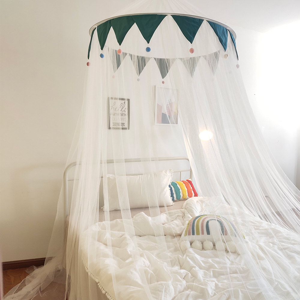 Dome suspended ceiling three-door mosquito net princess home universal free installation bed mantle Nordic minimalist hair ball girl no stitching