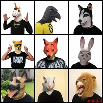 Fish head mask animal donkey mouse horse head funny cute dog sand sculpture green fish unicorn male and female husky mask