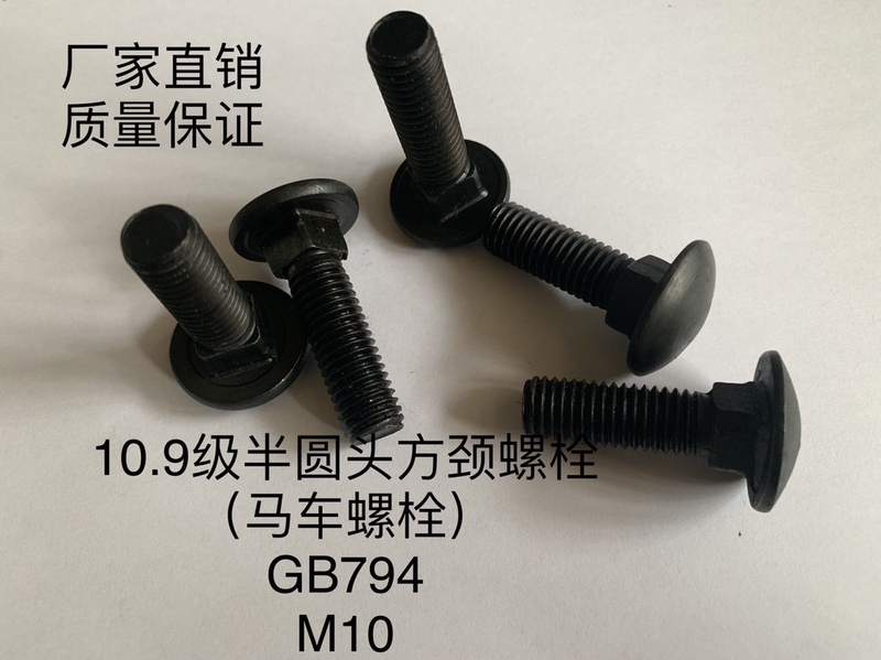 Grade 10.9 M10 Carriage/ Carriage Bolts/ Carriage Screws/Circular Head Square Neck Bolts/Blackening