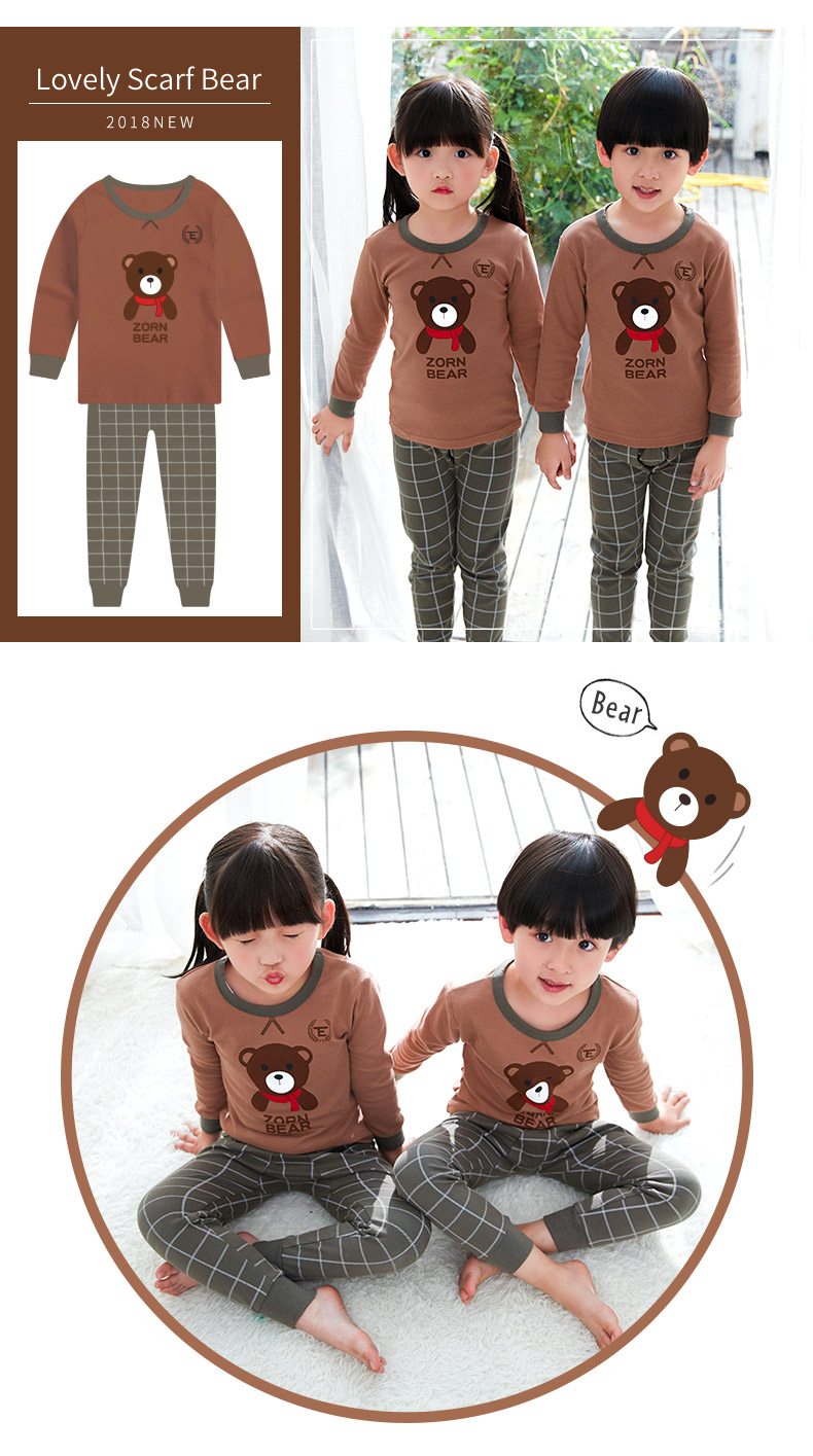 Quần áo trẻ em cotton Quần áo trẻ em nam và nữ mỏng phần quần áo mùa thu set quần áo trẻ em cotton mùa thu phù hợp với nhà áo giữ nhiệt bé trai