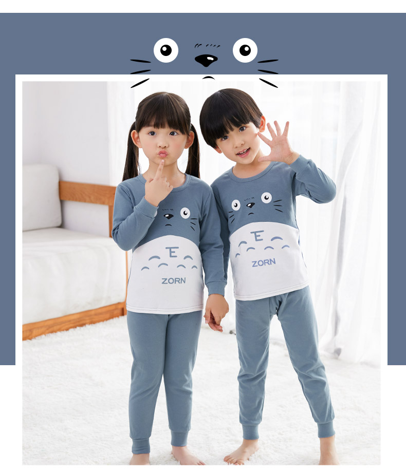 Quần áo trẻ em cotton Quần áo trẻ em nam và nữ mỏng phần quần áo mùa thu set quần áo trẻ em cotton mùa thu phù hợp với nhà áo giữ nhiệt bé trai
