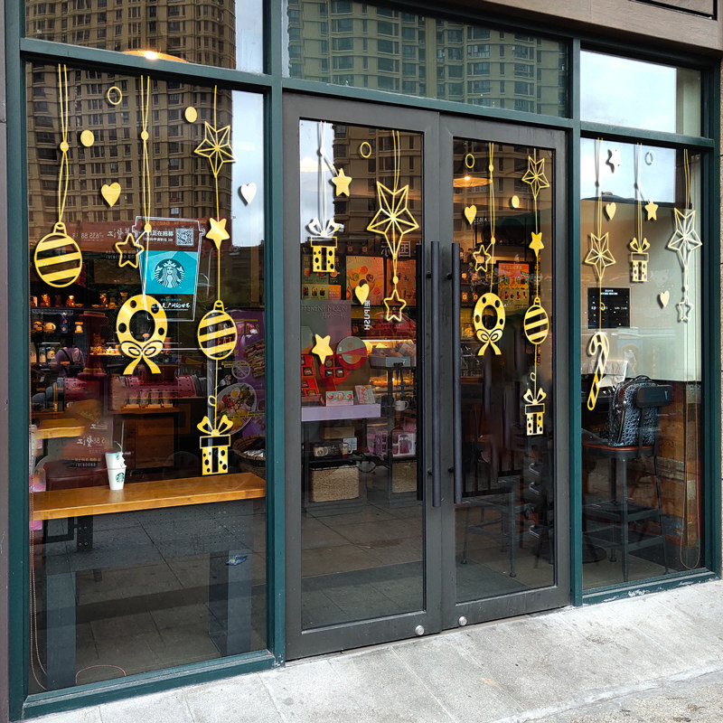 Christmas decoration glass stickers Christmas ornaments shopping mall atmosphere scene decoration dining room store window stickers