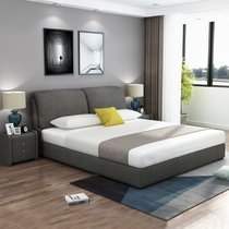 Nordic cloth bed light luxury simple modern 1 8 m double master bedroom wedding bed removable and washable 1 5m small apartment solid wood