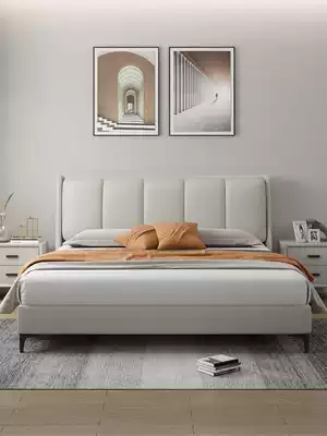 Technology fabric bed Modern simple Nordic light luxury small apartment double master bedroom soft package solid wood net red leave-in nano