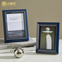 Photo Frame Pendulum Bench Pendulum Pieces 6 Inch 7 Inch Solid Wood Blue Solid Tie Marriage Certificate Wash Photo Light Extravagant Minimalist Creative Decent Board Room
