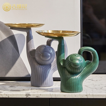 Light Extravagant Resin Art Nordic Key Containing Swing Piece Monkey Tray Furnishing Home Living Room Soft-Mounted Desk Ornament