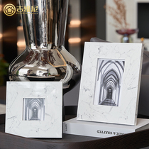 Creative Minimalist Photo Frame Swing Piece Retro Marble Solid Wood Baking Paint Ins Glass Pendulum Table Side Several Bedside Decorations