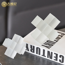 Net Red Creativity Ins Wind Tabletop Pendulum book Room Minimalist Light Extravagant Transparent Geometric Square Frosted Cross Crystal