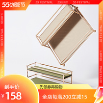 Cosmetics containing box First accessories box Students desktop minimalist light extravagant gold double layer of cortical makeup containing shelve