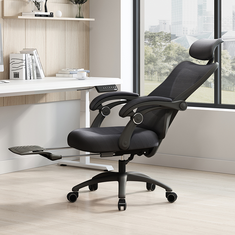 Comfortable model [black frame black] lumbar support adjustable/reclining/with footrest