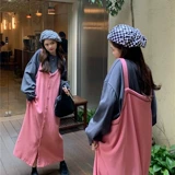 Дизайнерские розовые модные подтяжки, платье, тренд сезона, А-силуэт