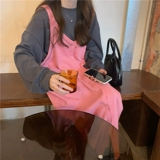 Дизайнерские розовые модные подтяжки, платье, тренд сезона, А-силуэт