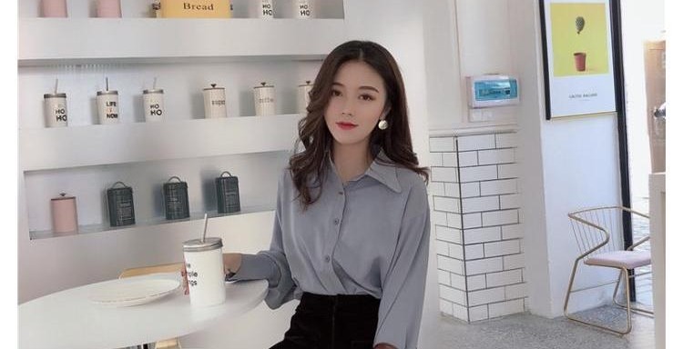 Áo sơ mi tay dài nữ lười gió 2019 xuân hè mới retro áo phông sang trọng đậm chất Hàn Quốc mang phong cách Hồng Kông các kiểu áo sơ mi đẹp