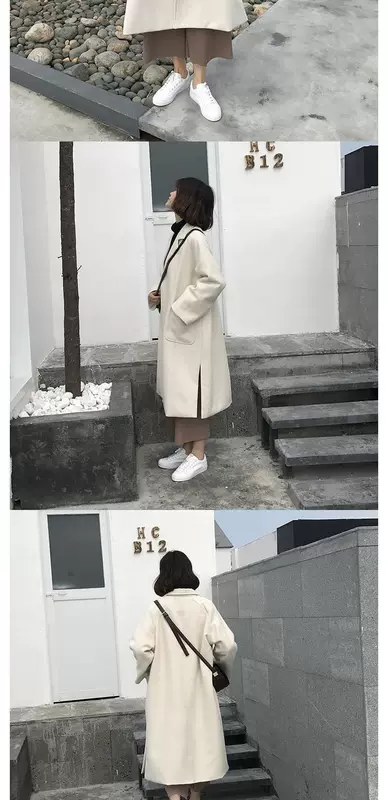 Đại học gió mùa đông mới hoang dã dày quilted áo len retro retro lỏng áo dài phần Nizi nữ áo dạ