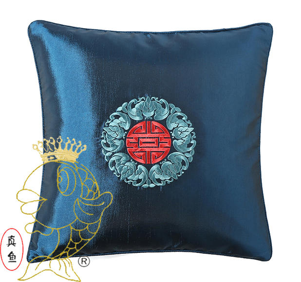 Mới thêu truyền thống Trung Quốc sofa Tiến sĩ Chen Shou lụa satin gụ đệm thêu văn phòng gối vận chuyển xe - Trở lại đệm / Bolsters tựa lưng cao su non