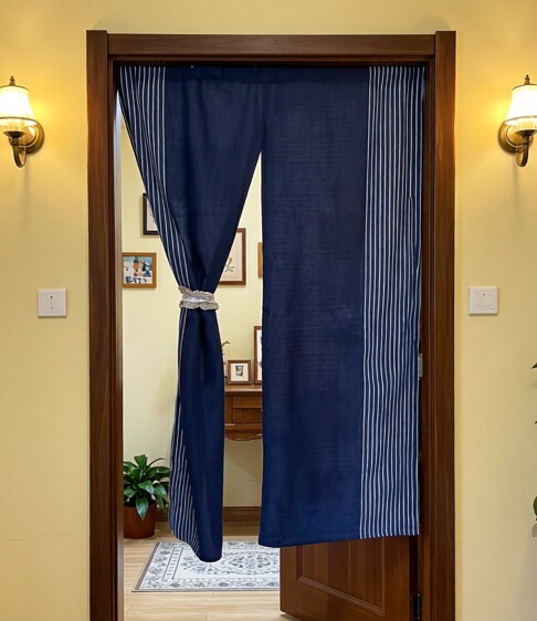 Simple Striped Navy Blue Elegant Cotton Door Curtain Partition Curtain Kitchen Curtain Bathroom Blocking Curtain Bedroom Half Curtain Simple Striped Navy Blue Elegant Cotton Door Curtain Partition Curtain Kitchen Curtain Bathroom Blocking Curtain Bedroom Half Curtain
