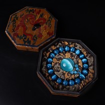 Collection of precious cats eye holding eighteen Buddhist beads used by the old palace a set of cats eye playing balls and an old lacquer box