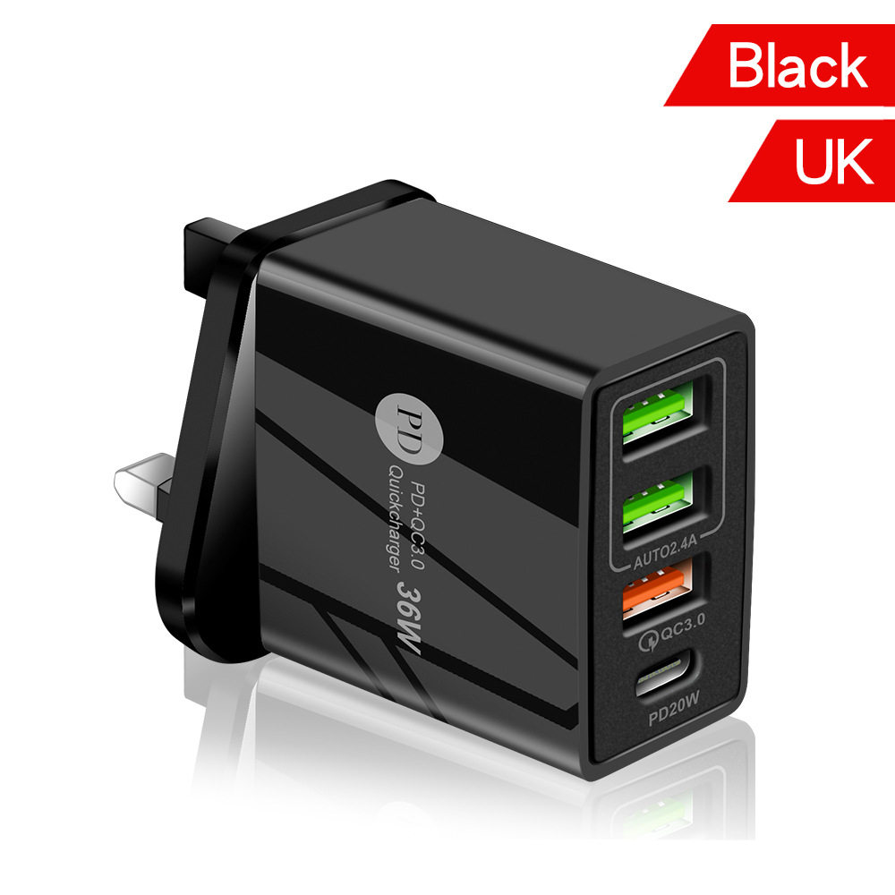 Suitable for Hong Kong Harbor Edition Head English Gauge Charger 4 ports 36W Multi-port travel Quick charging head 4USB socket Macau